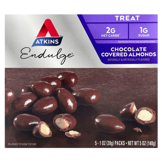 Atkins, Endulge®, Chocolate Covered Almonds, 5 Packs, 1 oz (28 g) Each