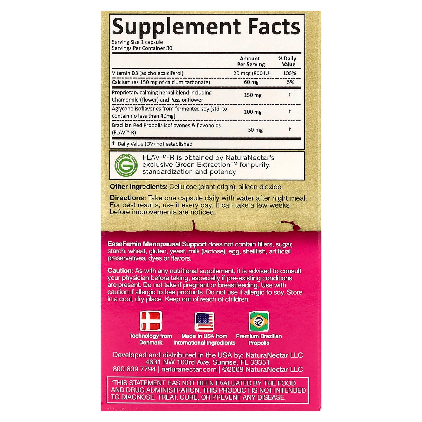 NaturaNectar, EaseFemin, Menopausal Support, 30 Vegetable Capsules