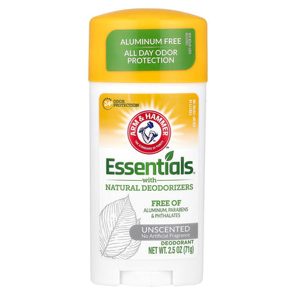 Arm & Hammer, Essentials with Natural Deodorizers, Deodorant, Unscented, 2.5 oz (71 g)
