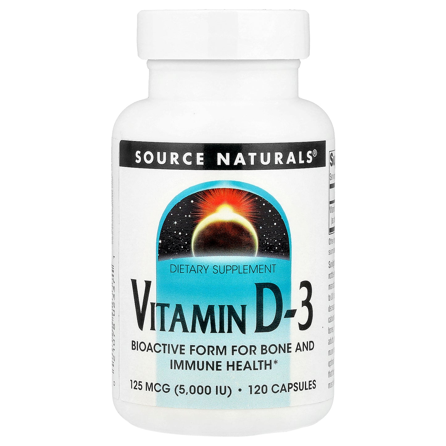 Source Naturals, Vitamin D-3, 125 mcg (5,000 IU), 120 Capsules