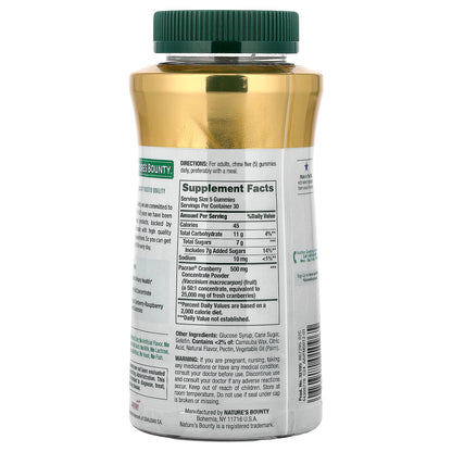 Nature's Bounty, Cranberry Gummies, Cranberry-Raspberry, 150 Gummies (100 mg per Gummy)
