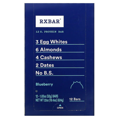 RXBAR, Protein Bar, Blueberry, 12 Bars, 1.83 oz (52 g) Each