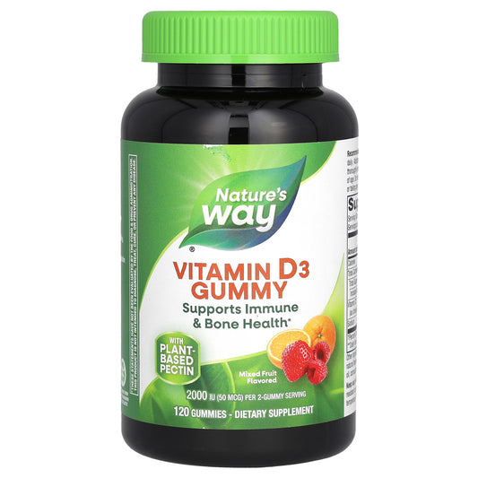 Nature's Way, Vitamin D3 Gummy, Mixed Fruit, 120 Gummies (25 mcg (1,000 IU) per Gummy)