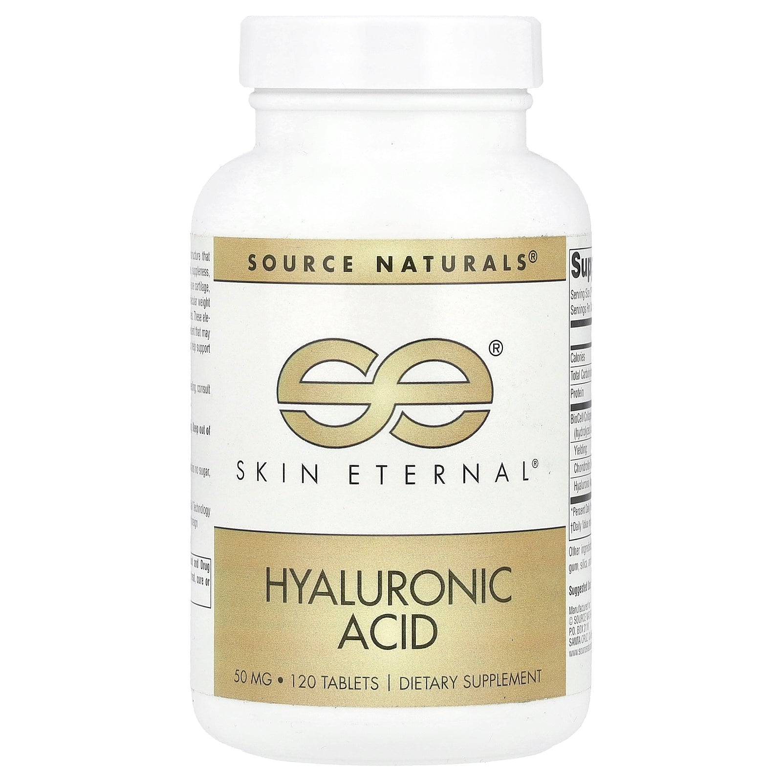 Source Naturals, Skin Eternal®, Hyaluronic Acid, 100 mg, 120 Tablets (50 mg per Tablet)