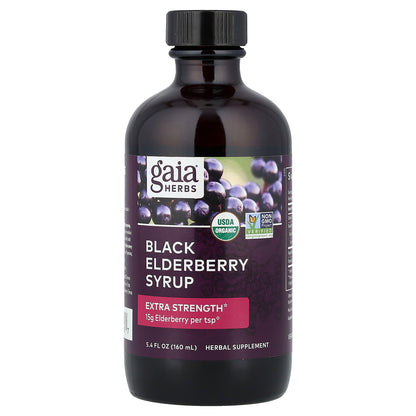 Gaia Herbs, Black Elderberry Syrup, 5.4 fl oz (160 ml)