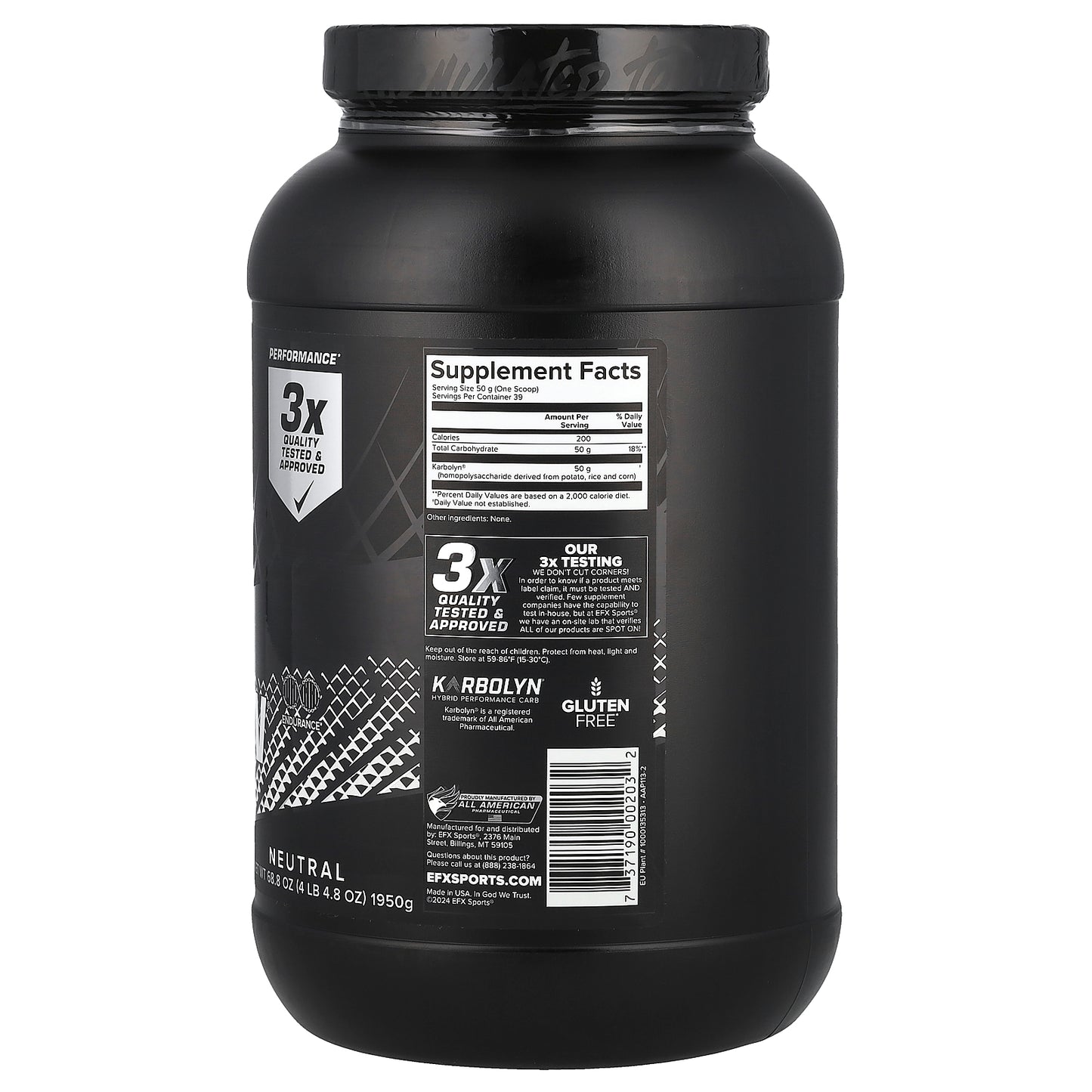 EFX Sports, Karbolyn® Fuel, Neutral, 4 lb 4.8 oz (1,950 g)