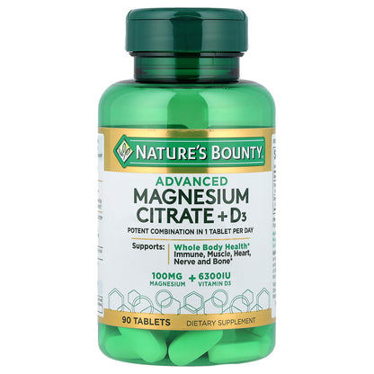 Nature's Bounty, Advanced Magnesium Citrate + D3, 90 Tablets