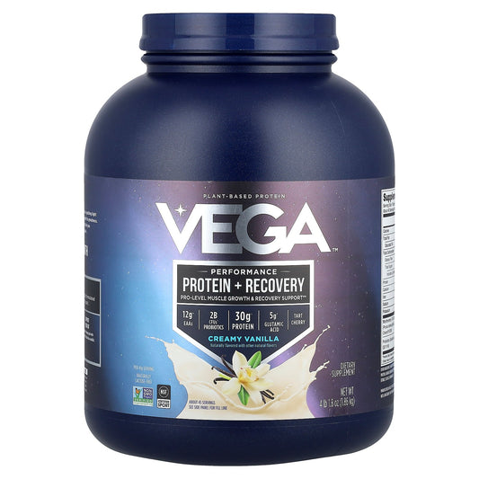 Vega, Plant-Based Protein, Performance Protein + Recovery, Creamy Vanilla, 4 lb 1.8 oz (1.86 kg)