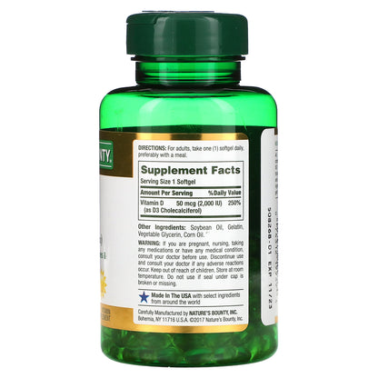 Nature's Bounty, D3, 50 mcg (2,000 IU), 240 Rapid Release Softgels