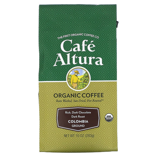 Cafe Altura, Organic Coffee, Colombia, Ground, Dark Roast, 10 oz (283 g)
