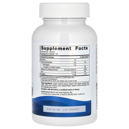 Nordic Naturals, Vitamin D3 Gummies, Great Wild Berry, 25 mcg (1,000 IU), 120 Gummies