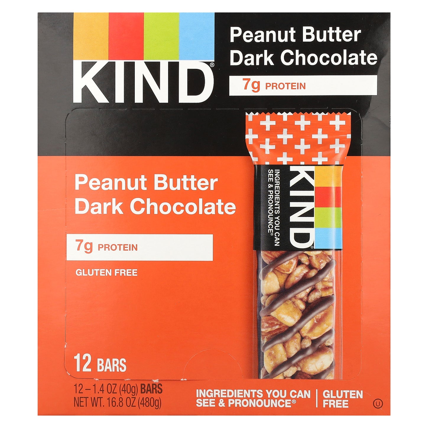 KIND Bars, Protein Bars, Peanut Butter Dark Chocolate, 12 Bars, 1.4 oz (40 g) Each