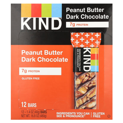 KIND Bars, Protein Bars, Peanut Butter Dark Chocolate, 12 Bars, 1.4 oz (40 g) Each