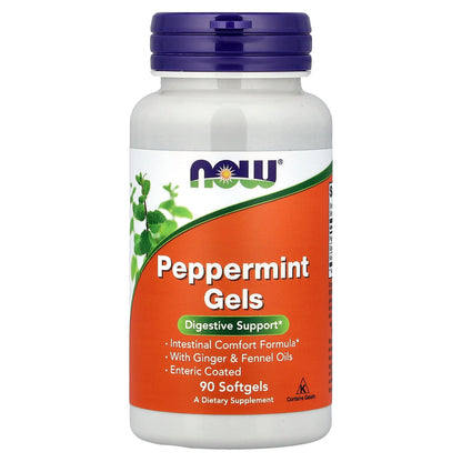 NOW Foods, Peppermint Gels With Ginger & Fennel Oils, 90 Softgels