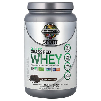 Garden of Life, Sport, Certified Grass Fed Whey, Chocolate, 1 lb 7.28 oz (660 g)