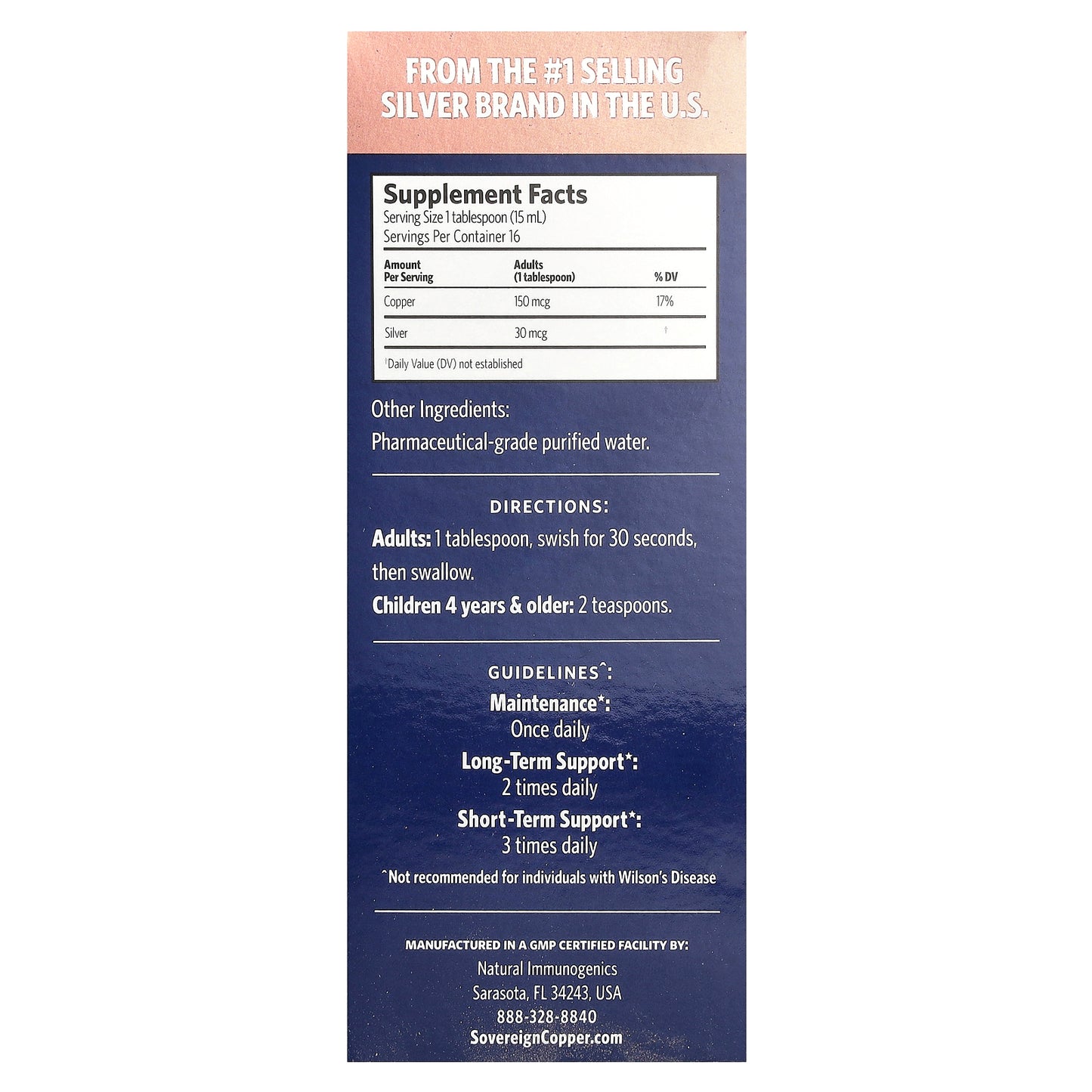 Sovereign Silver, Bio-Active Copper Hydrosol™, 10 PPM, 8 fl oz (236 ml)