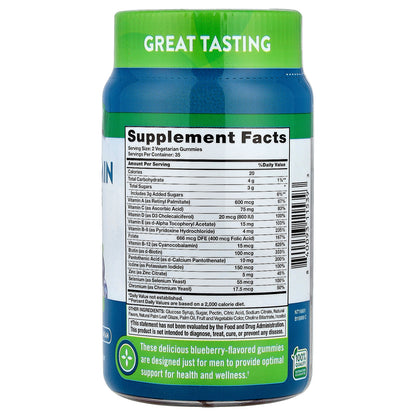 Nature's Truth, Men's Multivitamin Gummies + B12, D3, Zinc, Delicious Blueberry, 70 Gummies