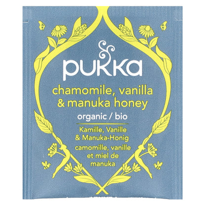 Pukka Herbs, Organic Herbal Tea, Chamomile, Vanilla & Manuka Honey, Caffeine Free, 20  Sachets, 1.12 oz (32 g)