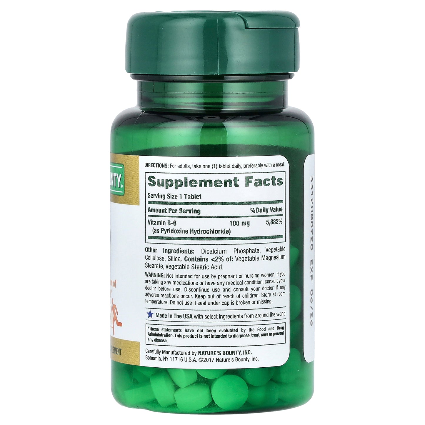 Nature's Bounty, Vitamin B-6, 100 mg, 100 Tablets