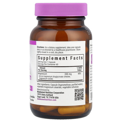 Bluebonnet Nutrition, Buffered Chelated Magnesium, 200 mg , 60 Vegetable Capsules