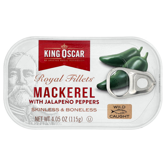 King Oscar, Royal Fillets, Mackerel With Jalapeno Peppers, 4.05 oz (115 g)
