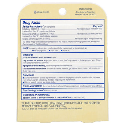 Boiron, SinusCalm®, Sinus Relief, 2 Tubes, 80 Pellets Each
