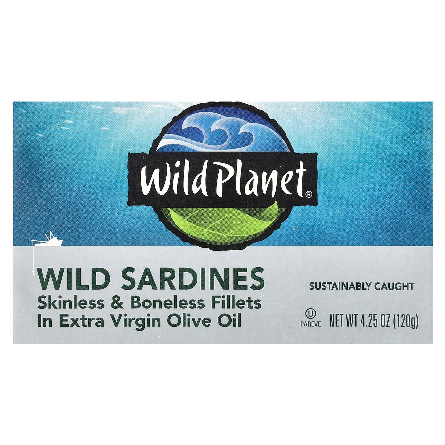 Wild Planet, Wild Sardines, Skinless & Boneless Fillets in Extra Virgin Olive Oil, 4.25 oz (120 g)