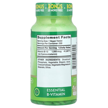Nature's Truth, Vitamin B-12, 1,000 mcg, 220 Tablets