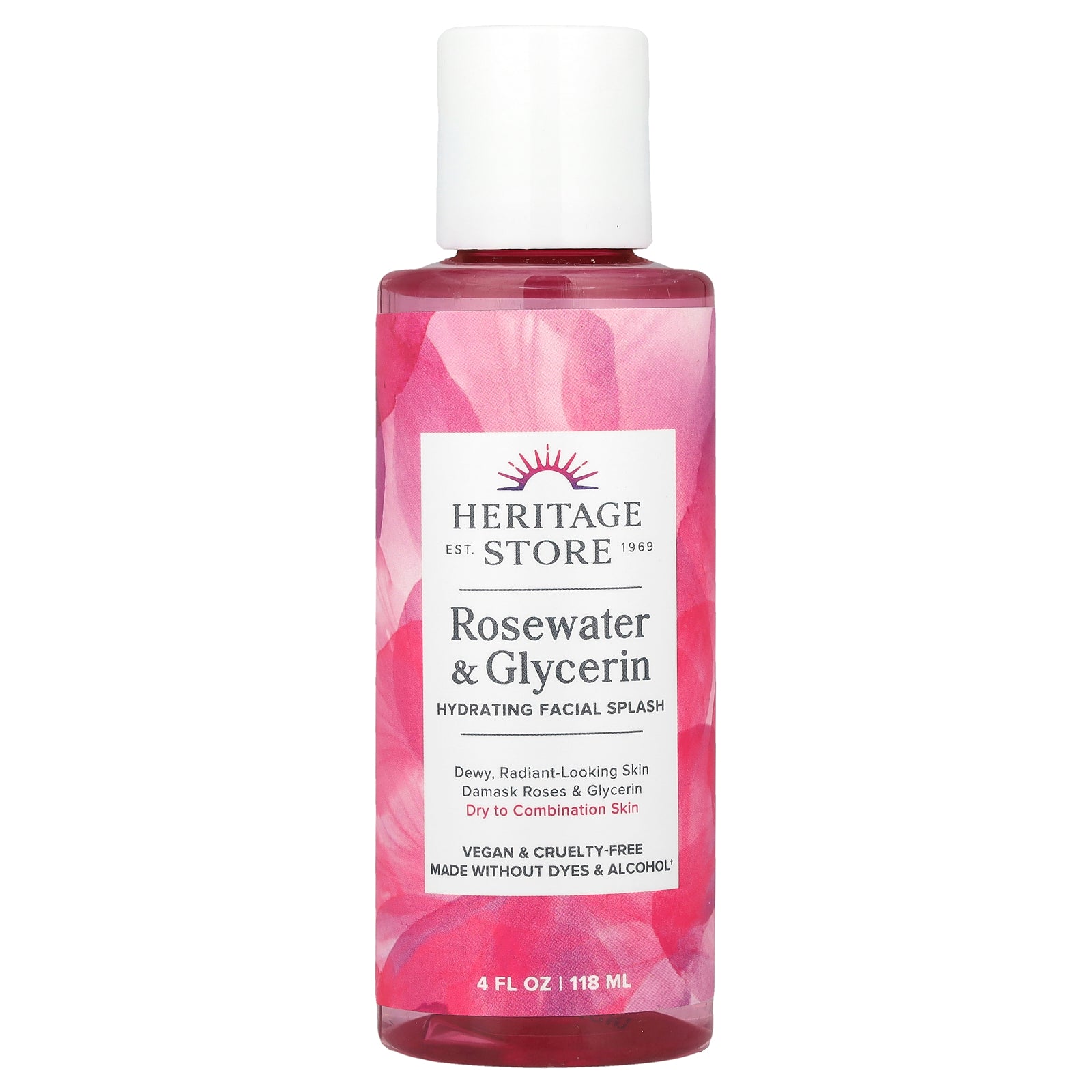 Heritage Store, Rosewater & Glycerin, Hydrating Facial Splash, 4 fl oz (118 ml)