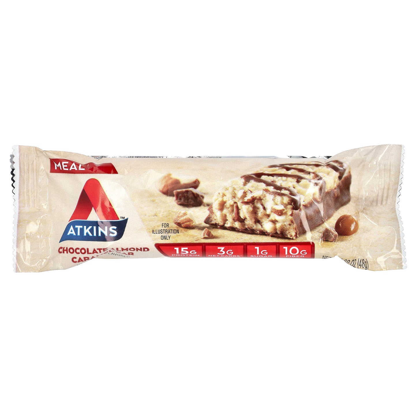 Atkins, Protein Meal Bar, Chocolate Almond Caramel, 5 Bars, 1.69 oz (48 g) Each