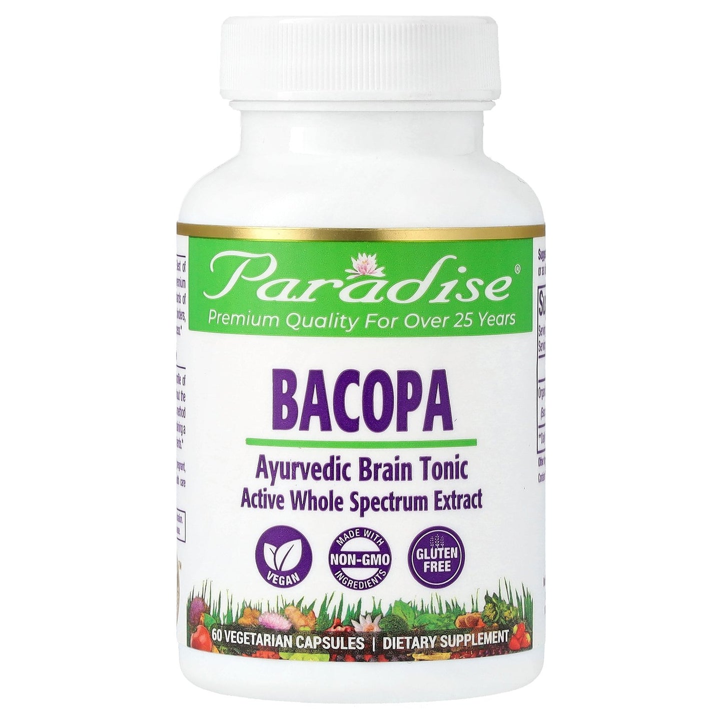 Paradise Herbs, Bacopa, 60 Vegetarian Capsules (250 mg per Capsule)