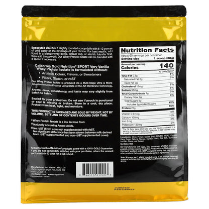California Gold Nutrition, Whey Protein Isolate, Very Vanilla , 5 lb (2.27 kg)