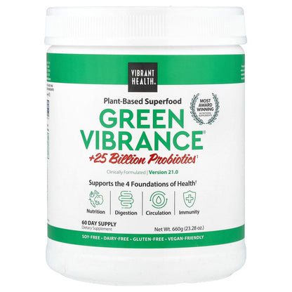 Vibrant Health, Green Vibrance® +25 Billion Probiotics, Version 21.0, 23.28 oz (660 g)