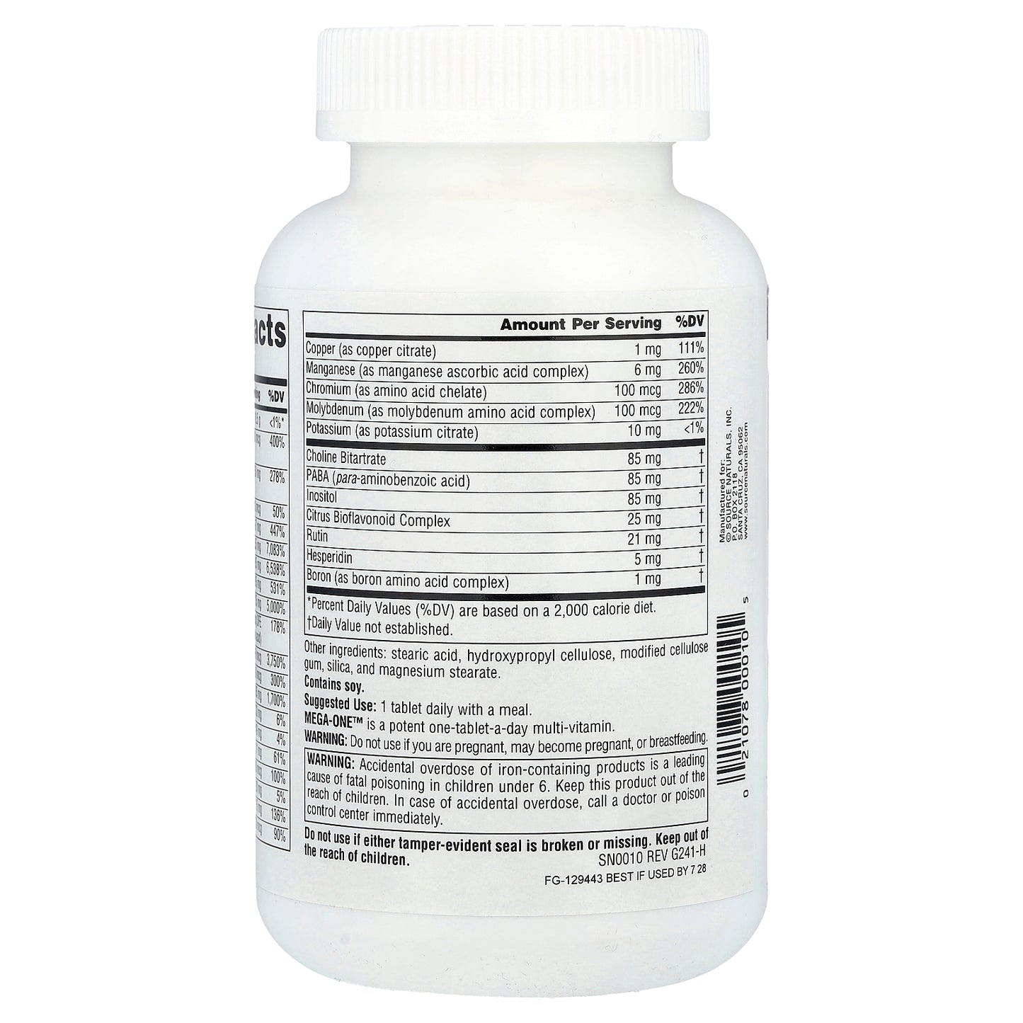 Source Naturals, Mega-One™, High Potency Multi-Vitamin With Minerals, 180 Tablets