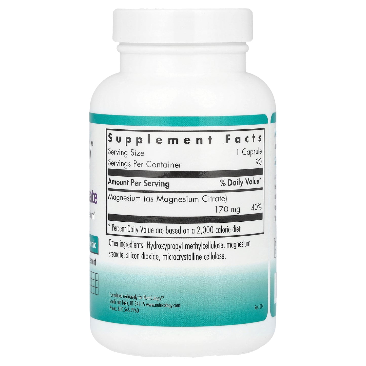 Nutricology, Magnesium Citrate, 90 Vegetarian Capsules (170 mg per Capsule)