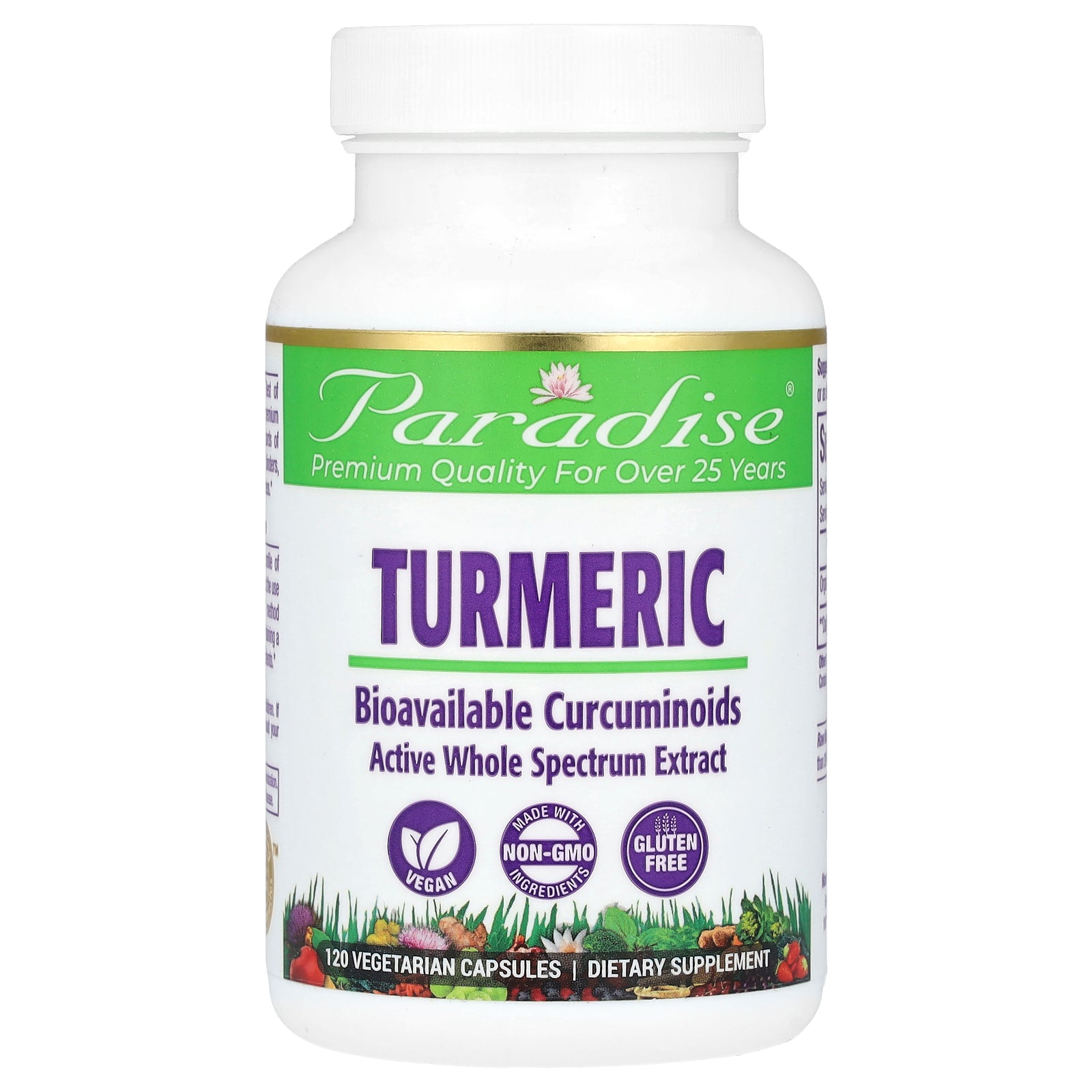 Paradise Herbs, Turmeric, 120 Vegetarian Capsules (250 mg per Capsule)