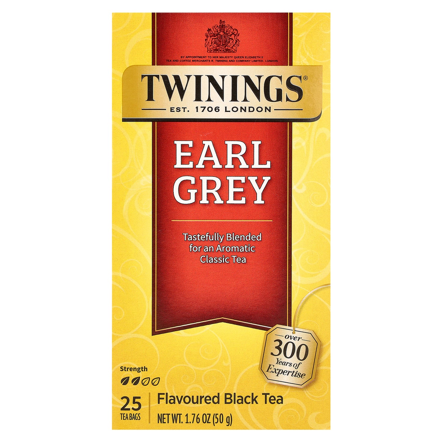 Twinings, Flavored Black Tea, Earl Grey , 25 Tea Bags, 1.76 oz (50 g)