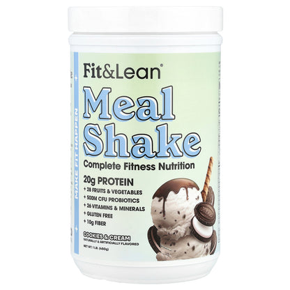 Fit & Lean, Meal Shake, Complete Fitness Nutrition, Cookies & Cream, 1 lb (450 g)