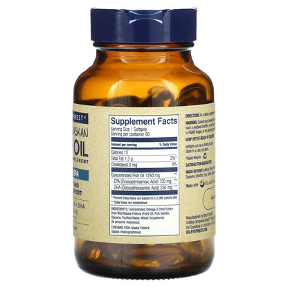 Wiley's Finest, Wild Alaskan Fish Oil, Peak EPA, 60 Softgels