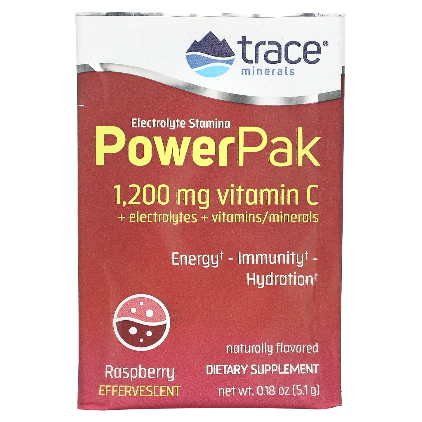 Trace, PowerPak, Raspberry, 30 Stick Packs, 0.22 oz (6.1 g) Each