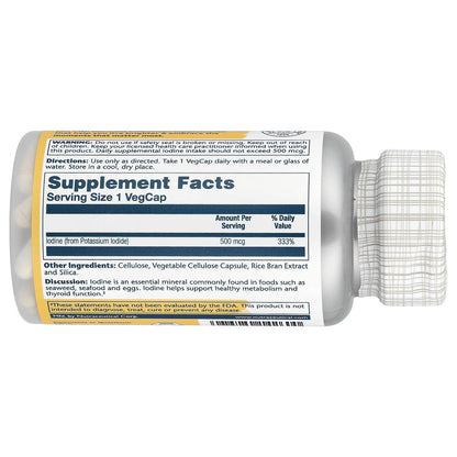 Solaray, Iodine, 500 mcg, 30 VegCaps