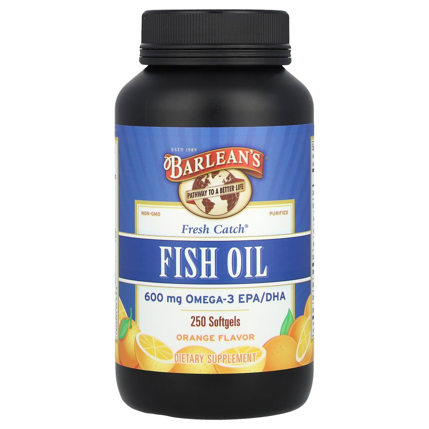 Barlean's, Fresh Catch®, Fish Oil, Omega-3 EPA/DHA, Orange, 250 Softgels (300 mg per Softgel)