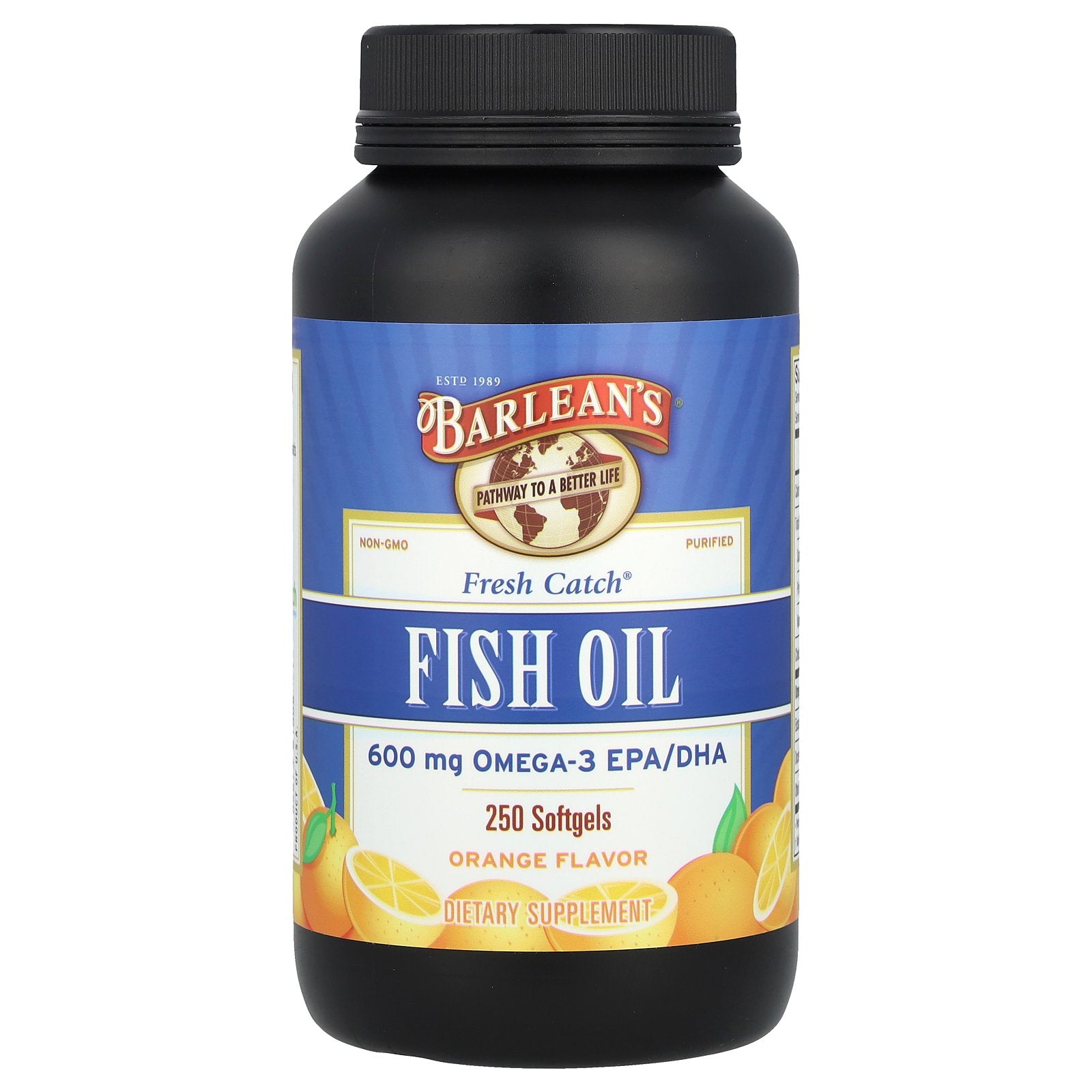 Barlean's, Fresh Catch®, Fish Oil, Omega-3 EPA/DHA, Orange, 250 Softgels (300 mg per Softgel)