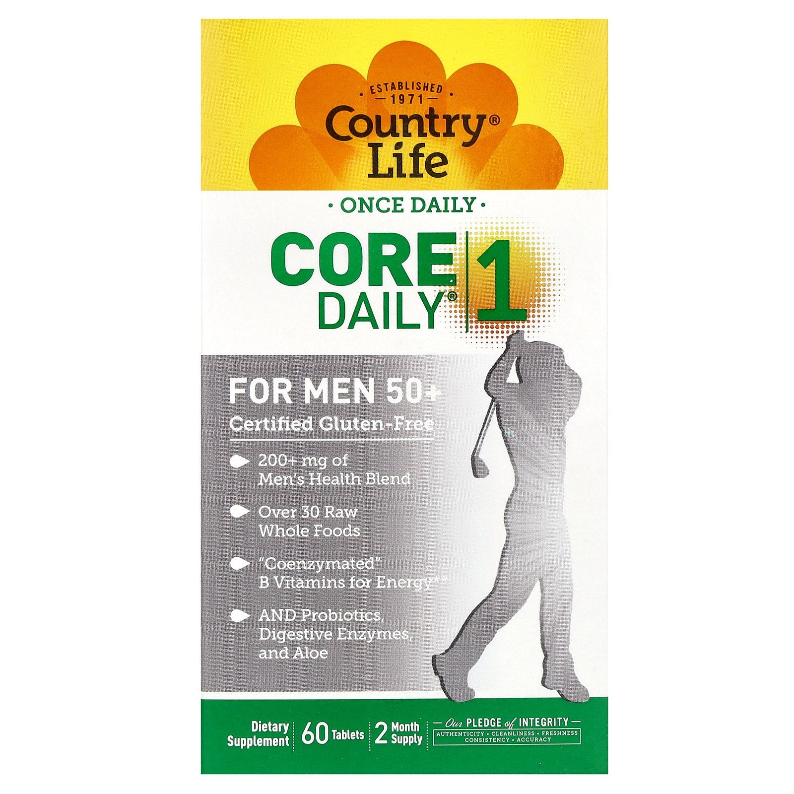 Country Life, Core Daily-1, For Men 50+, 60 Tablets