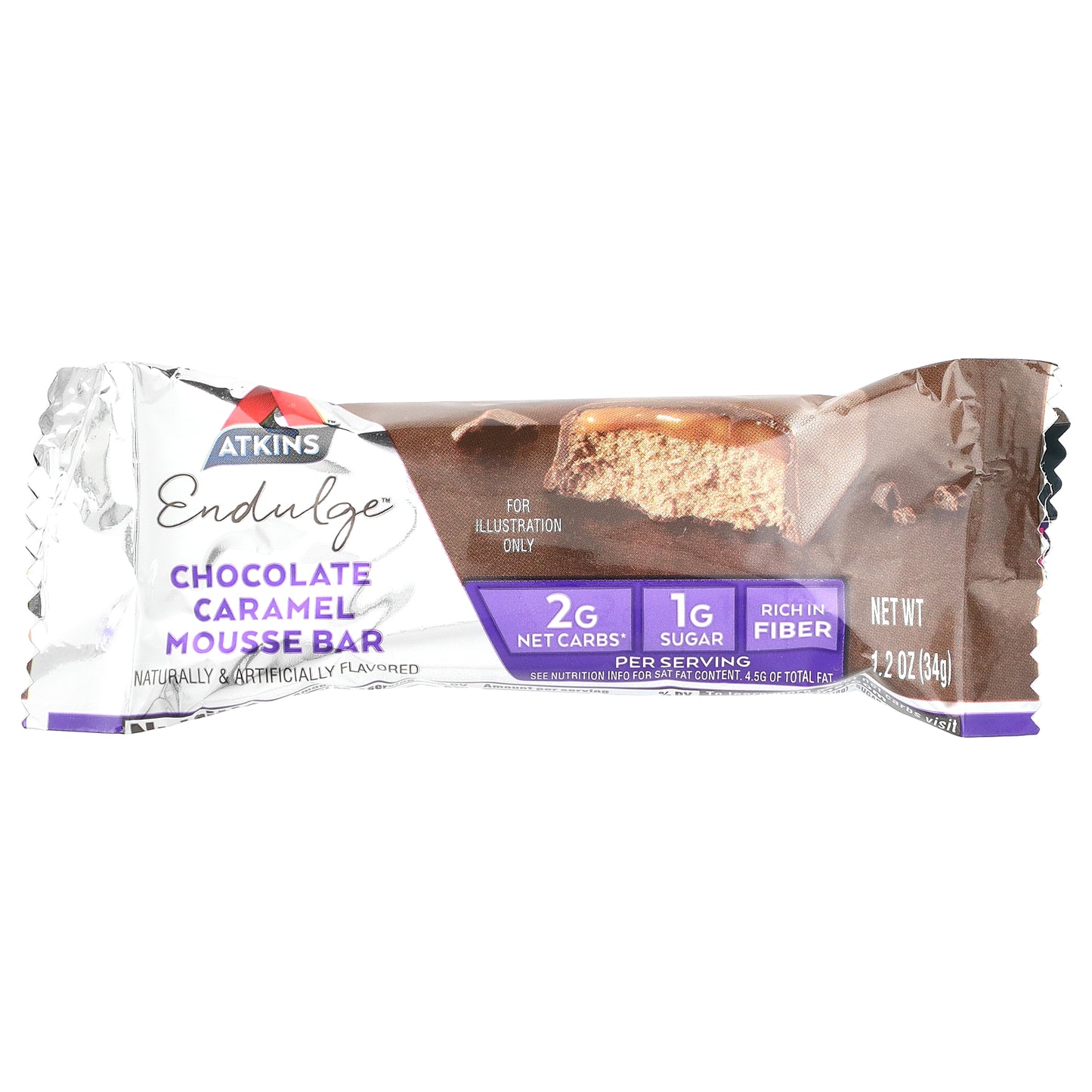 Atkins, Endulge™, Chocolate Caramel Mousse Bar, 5 Bars, 1.2 oz (34 g) Each