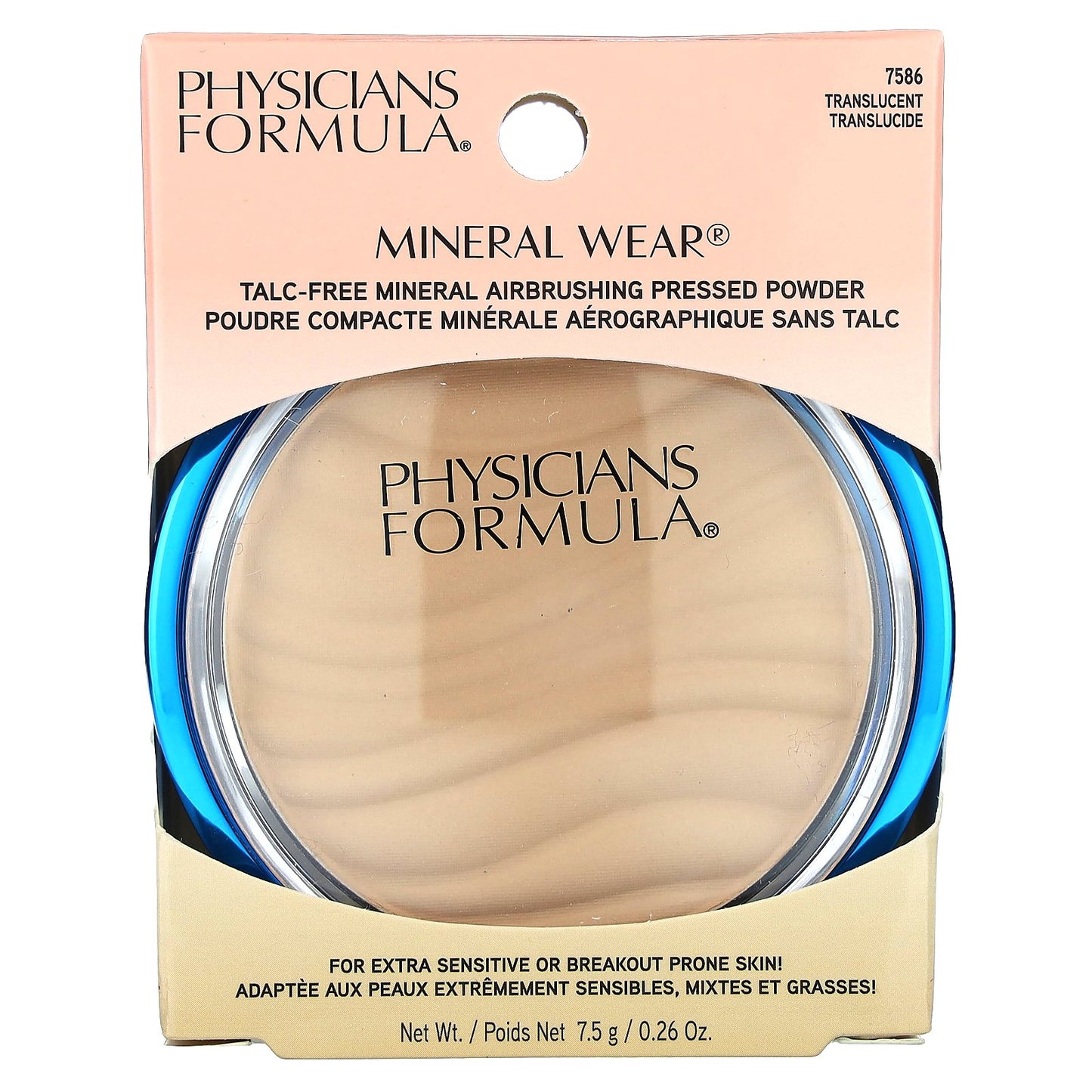 Physicians Formula, Mineral Wear, Talc-Free Mineral Airbrushing Pressed Powder, 7586 Translucent, 0.26 oz (7.5 g)