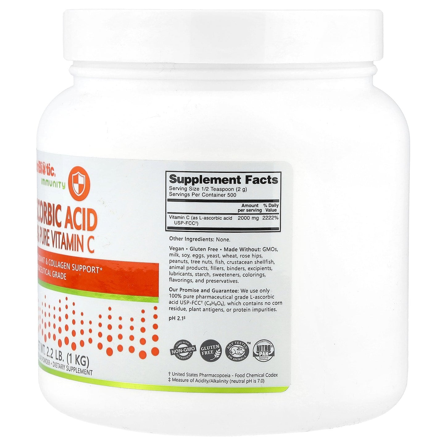 NutriBiotic, Immunity, Ascorbic Acid, 100% Pure Vitamin C, Crystalline Powder, 2.2 lb (1 kg)