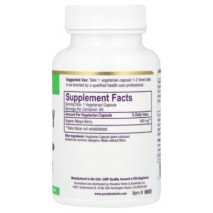 Paradise Herbs, Maqui Berry, 60 Vegetarian Capsules (400 mg per Capsule)