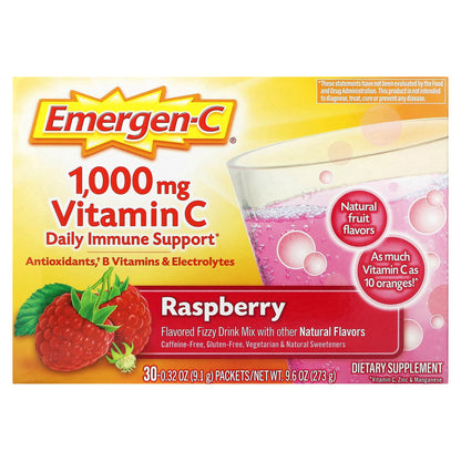 Emergen-C, Vitamin C, Raspberry, 1,000 mg, 30 Packets, 0.32 oz (9.1 g) Each