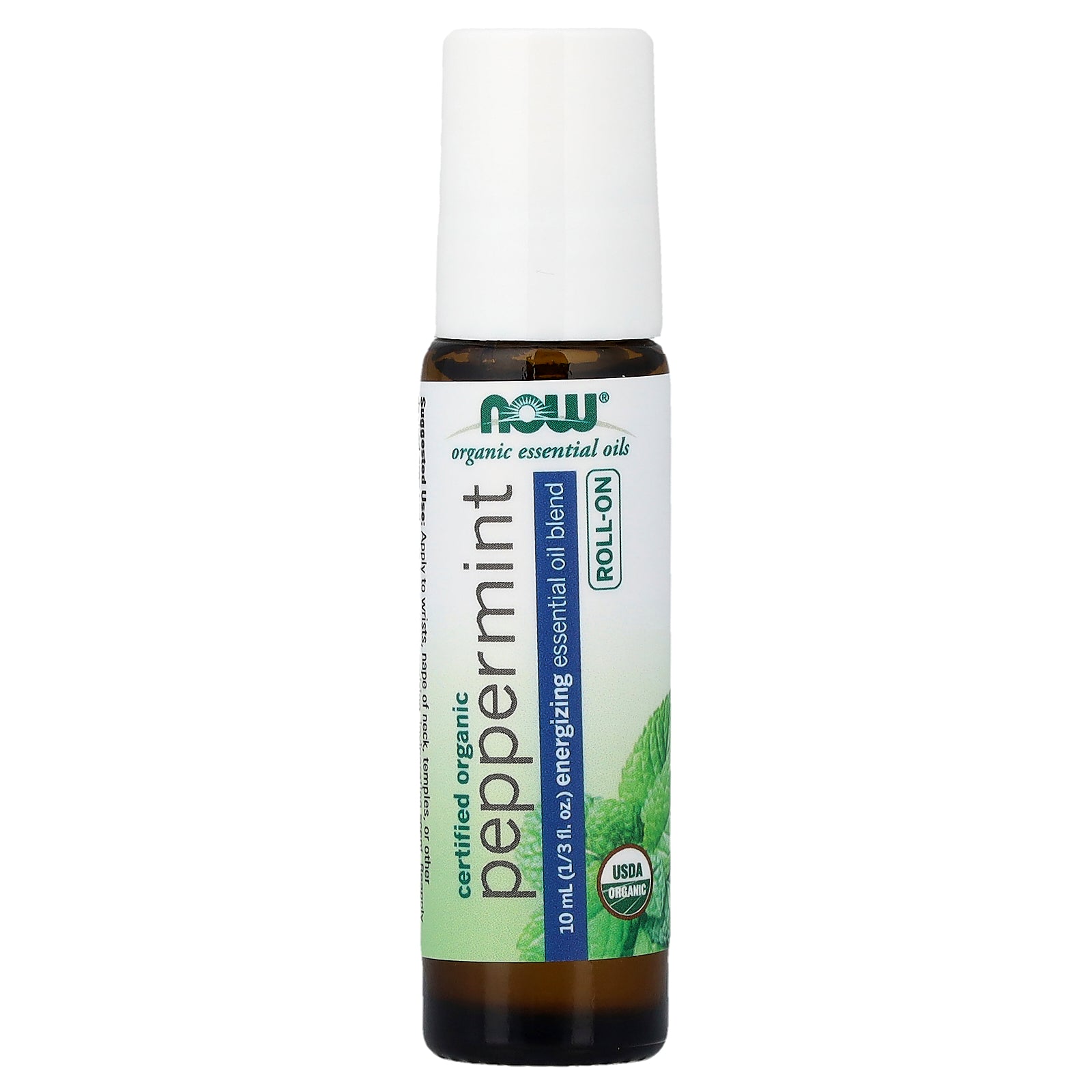 NOW Foods, Organic Essential Oils, Peppermint Roll-On, 1/3 fl oz (10 ml)